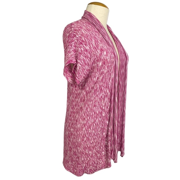 One A- 1X Short Sleeve Flyaway Sweater Pink White - Picture 3 of 5